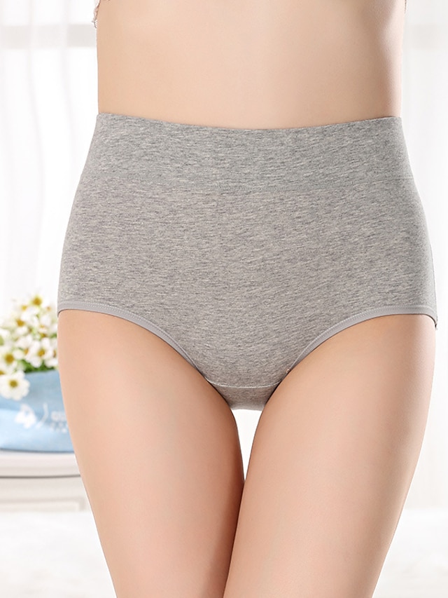  Damen Grundlegend Komfort Einfarbig Unterhosen Mikro-elastisch Hohe Taillenlinie Rosa M / 1 PC / Baumwolle