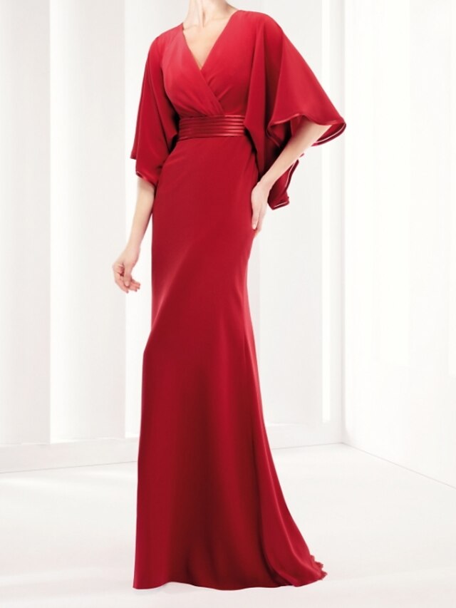 Sheath / Column Evening Gown Minimalist Dress Wedding Guest Floor ...