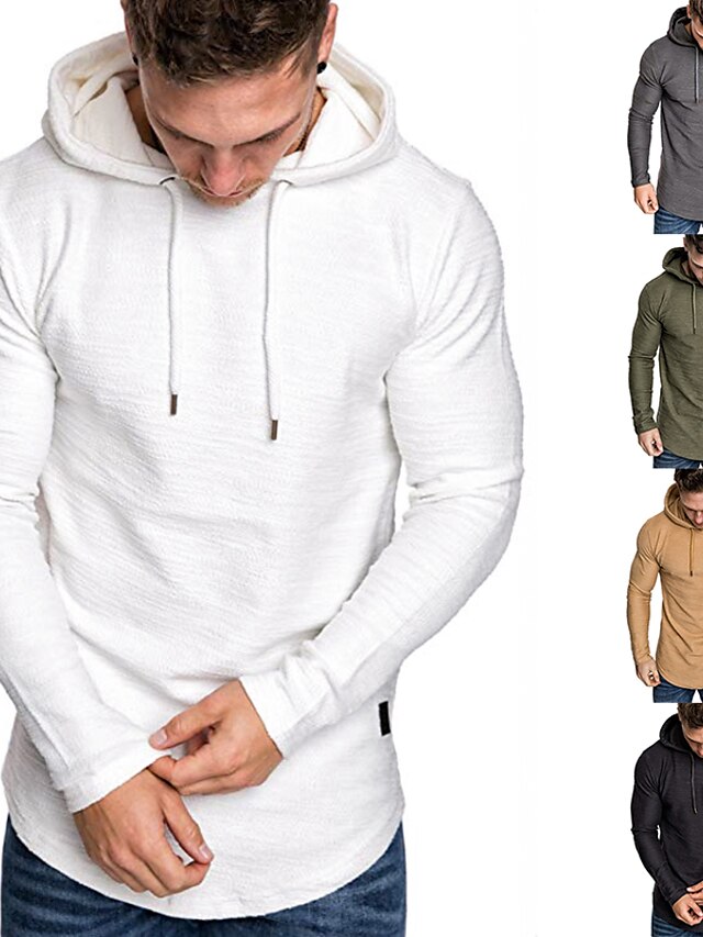 Mens Clothing Mens Hoodies & Sweatshirts | Mens Pullover Hoodie Sweatshirt Plain Hooded Sports Casual Hoodies SweatshirtsLong Sl