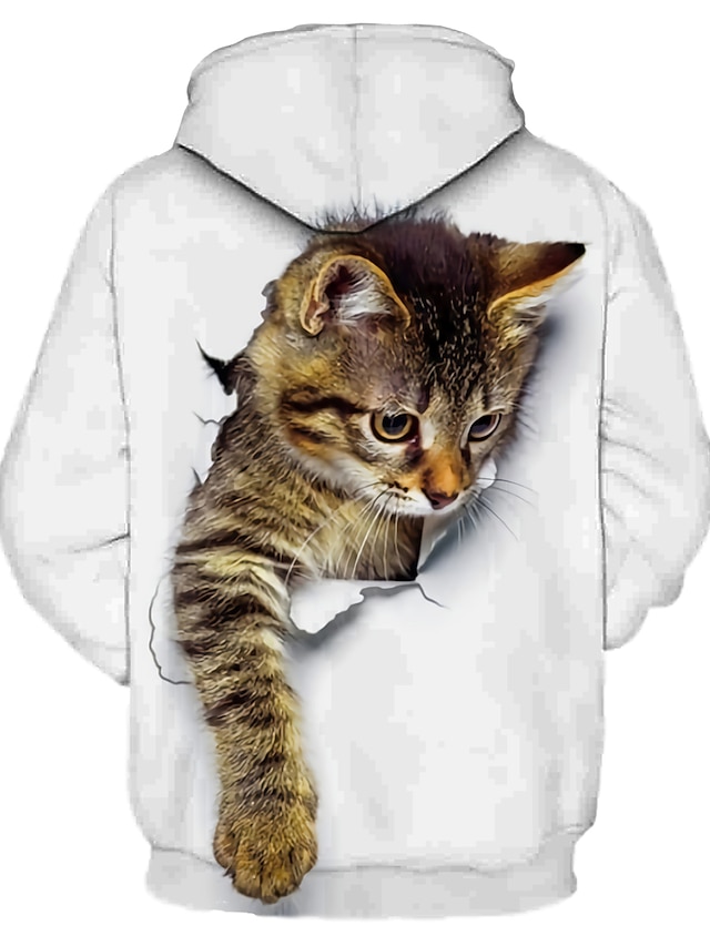 Men's Graphic Cartoon Cat Hoodie Hoodies Sweatshirt Active Cute 3D ...