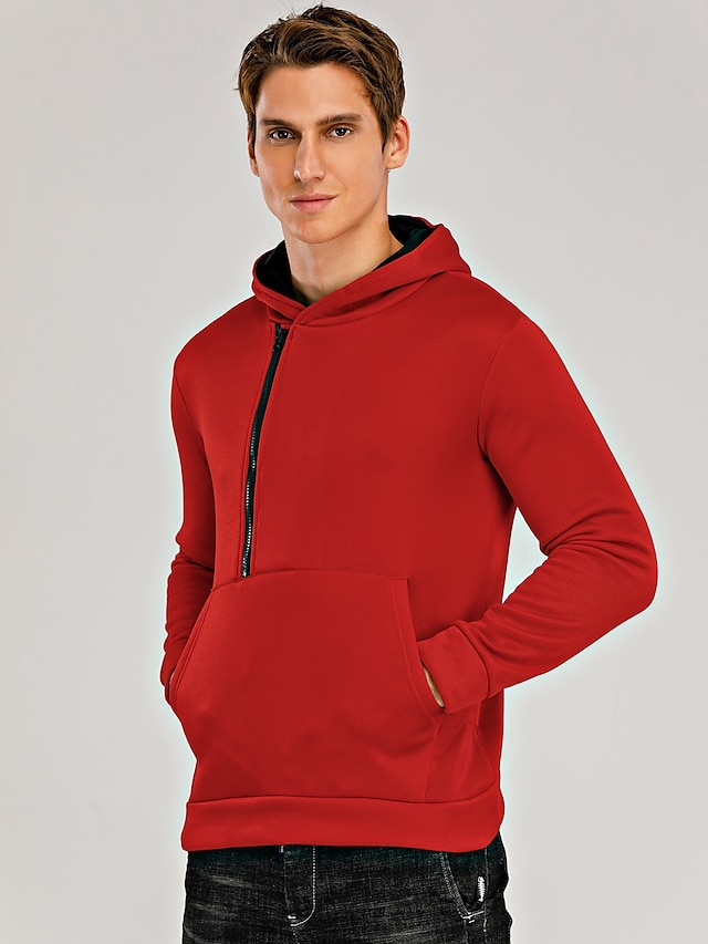 Mens Clothing Mens Hoodies & Sweatshirts | Mens Hoodie Solid Colored Hooded Daily Weekend Active Hoodies SweatshirtsLong Sleeve 