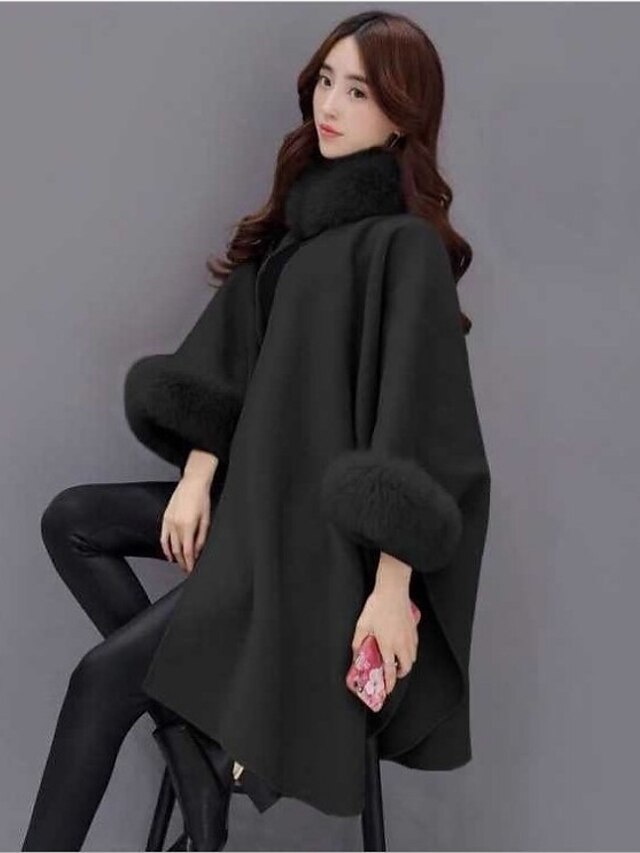 Womens Clothing Womens Outerwear | Womens Coat Cloak / Capes Party Training Daily Fall Winter Spring Long Coat Regular Fit Windp