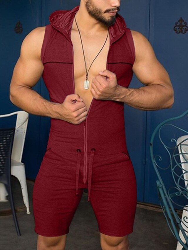 Men's Jumpsuit Rompers Casual Shorts Solid Color Breathable Outdoor