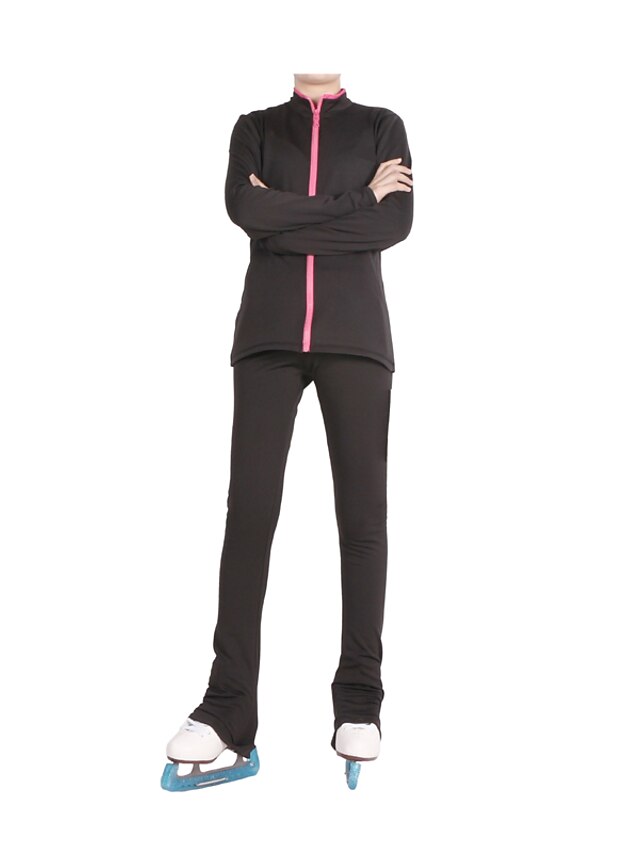 Sports & Outdoors Ice Skating | Figure Skating Jacket with Pants Womens Girls Ice Skating Tracksuit Leggings Outfits Black Spand