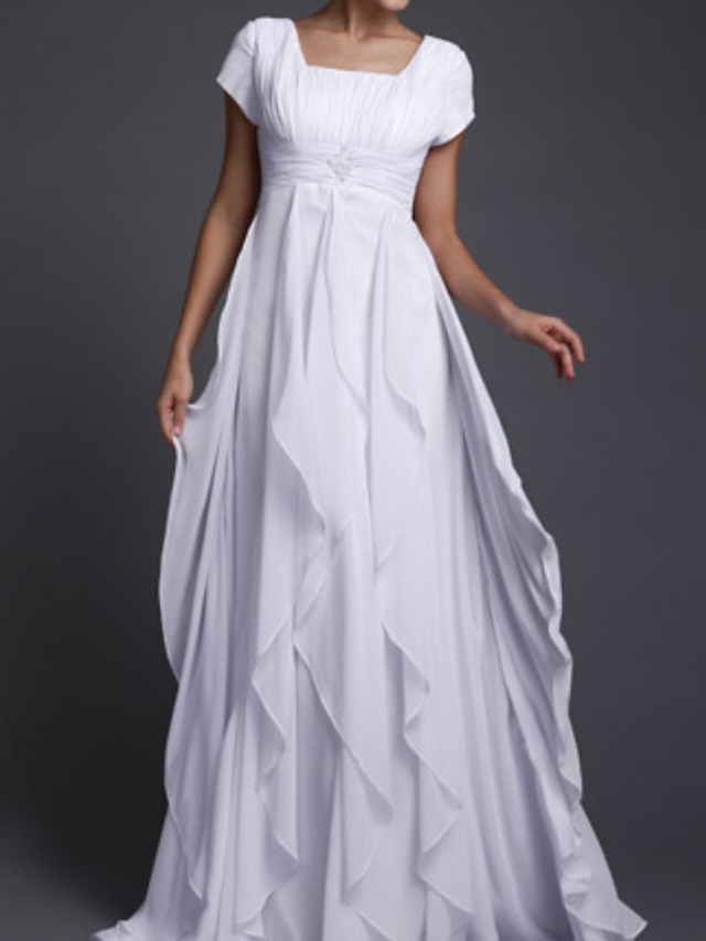 A-Line Evening Gown Elegant Dress Wedding Guest Formal Evening Floor ...