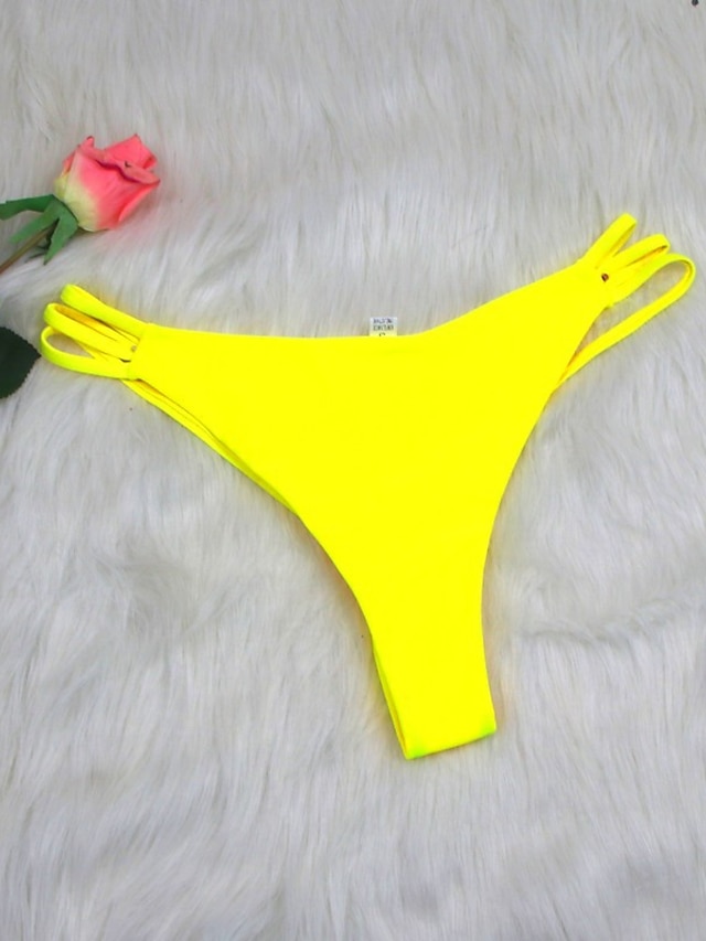 Womens Clothing Womens Swimwear | Womens Swimwear Bikini Bikini Bottom Normal Swimsuit Slim Solid Color Yellow 1 Battle blue Gre