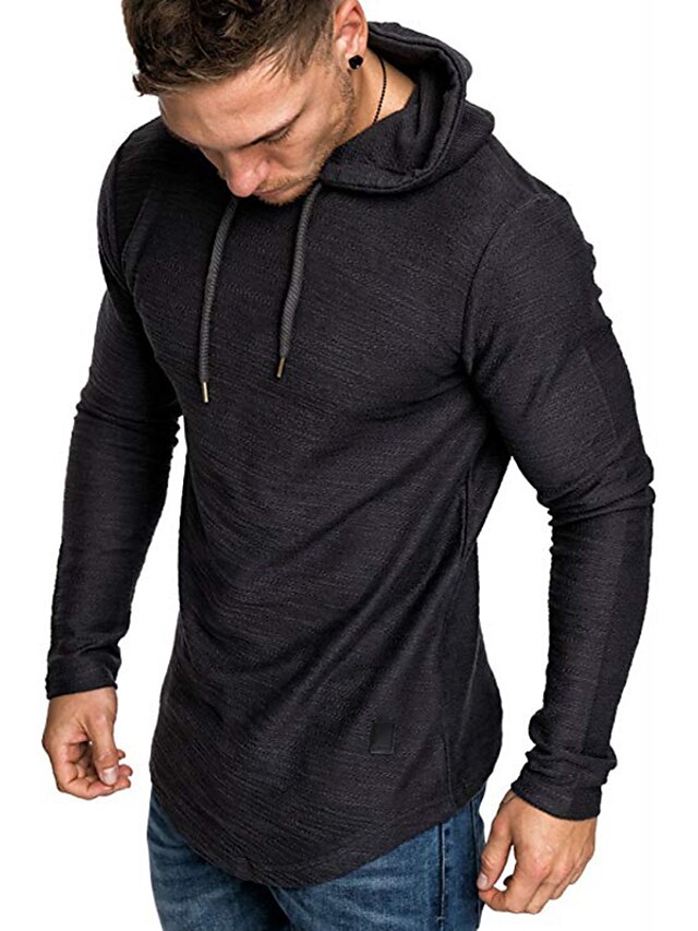 Mens Clothing Mens Hoodies & Sweatshirts | Mens Pullover Hoodie Sweatshirt Plain Hooded Sports Casual Hoodies SweatshirtsLong Sl