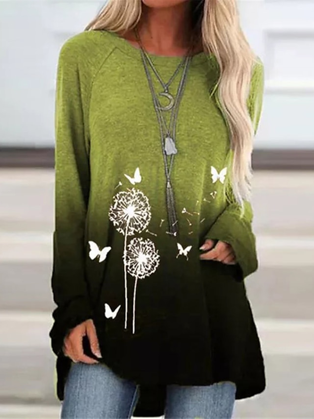  kvinnors fritidsklänning svängklänning miniklänning lila grön långärmad höst med rund hals ledig vinterklänning höstklänning lös passform 2023 s m l xl xxl 3xl