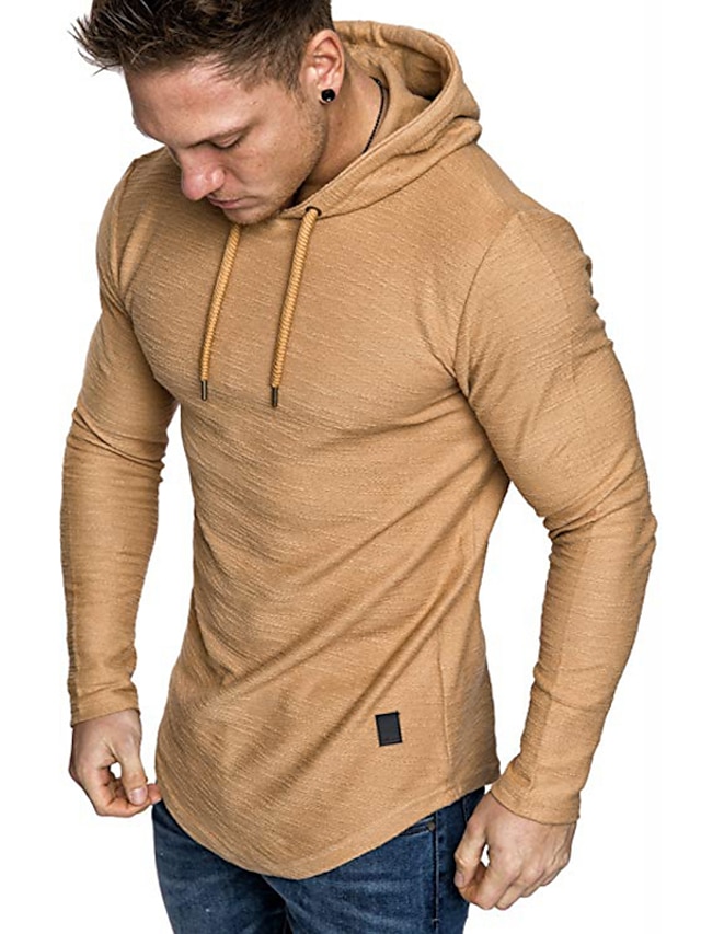 Mens Clothing Mens Hoodies & Sweatshirts | Mens Pullover Hoodie Sweatshirt Plain Hooded Sports Casual Hoodies SweatshirtsLong Sl