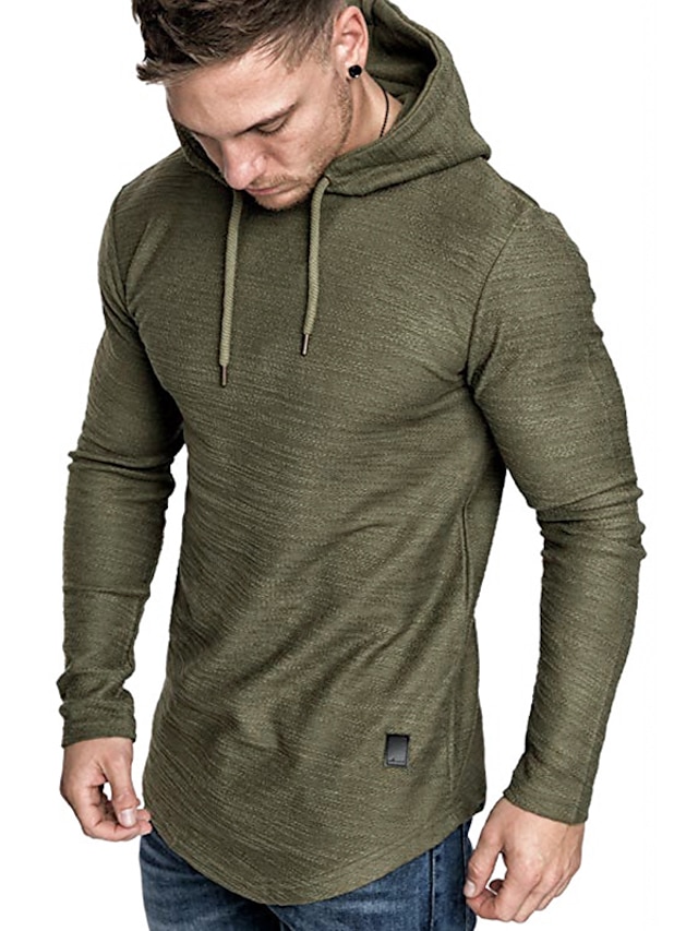 Mens Clothing Mens Hoodies & Sweatshirts | Mens Pullover Hoodie Sweatshirt Plain Hooded Sports Casual Hoodies SweatshirtsLong Sl