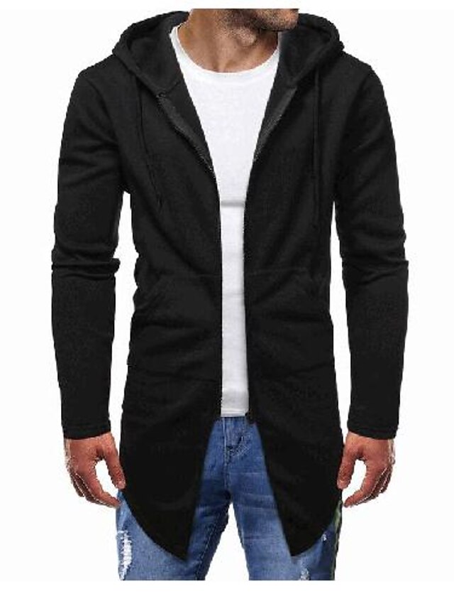 Mens Clothing Mens Outerwear | Mens Zip Up Hoodie Sweatshirt Solid Color Zipper Hooded Daily Weekend non-printing Basic Casual H