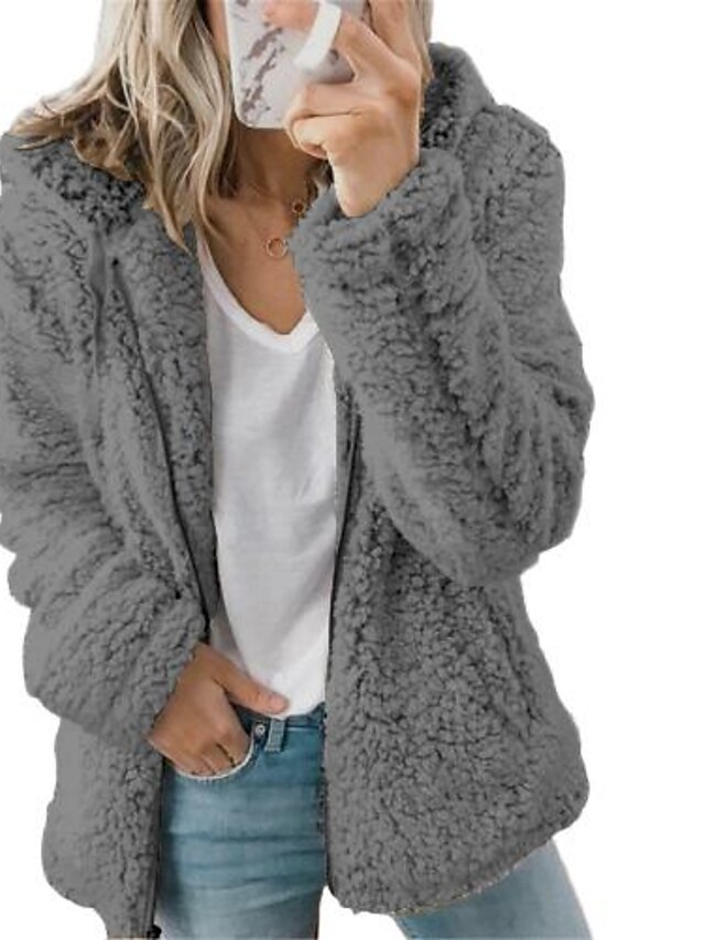 Women's Teddy Coat Sherpa Jacket Fleece Jacket Regular Full Zip Short ...