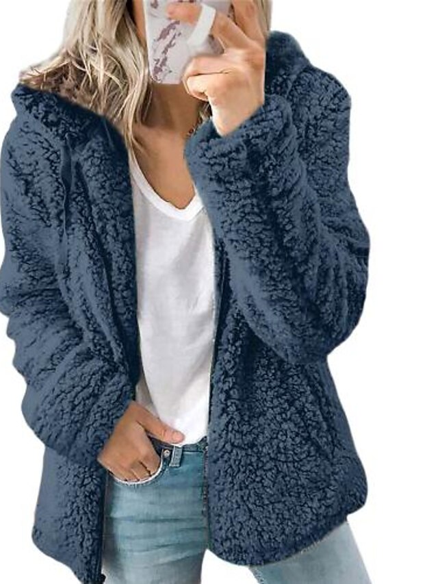 Womens Clothing Womens Outerwear | Womens Teddy Coat Casual Daily Going out Fall Winter Regular Coat Loose Windproof Warm ChicMo