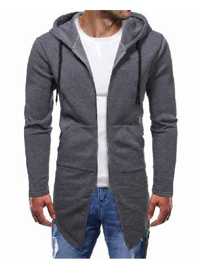 Mens Clothing Mens Outerwear | Mens Zip Up Hoodie Sweatshirt Solid Color Zipper Hooded Daily Weekend non-printing Basic Casual H