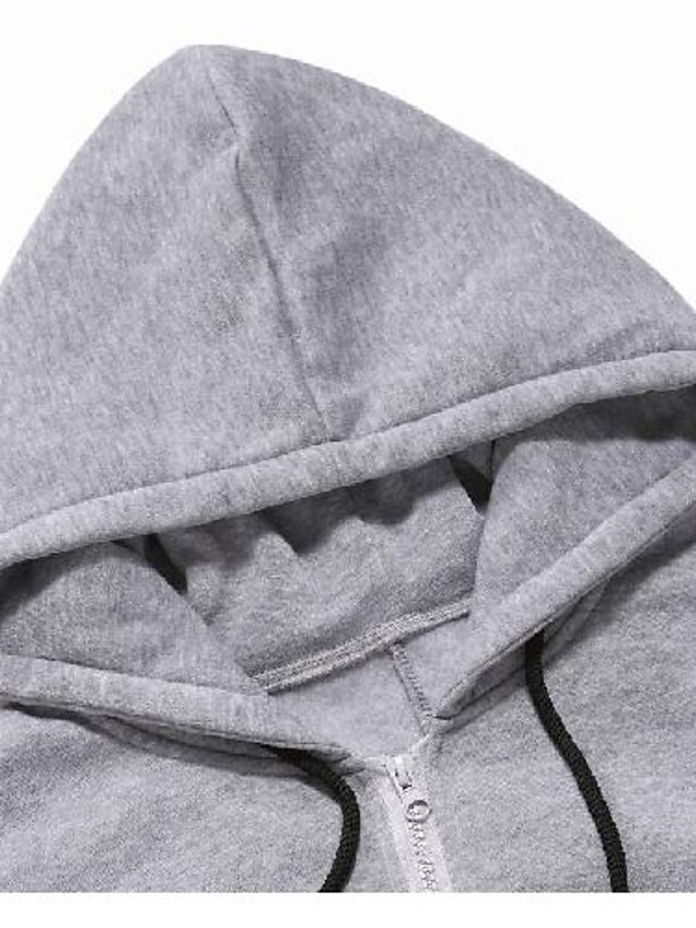 Mens Clothing Mens Outerwear | Mens Zip Up Hoodie Sweatshirt Solid Color Zipper Hooded Daily Weekend non-printing Basic Casual H