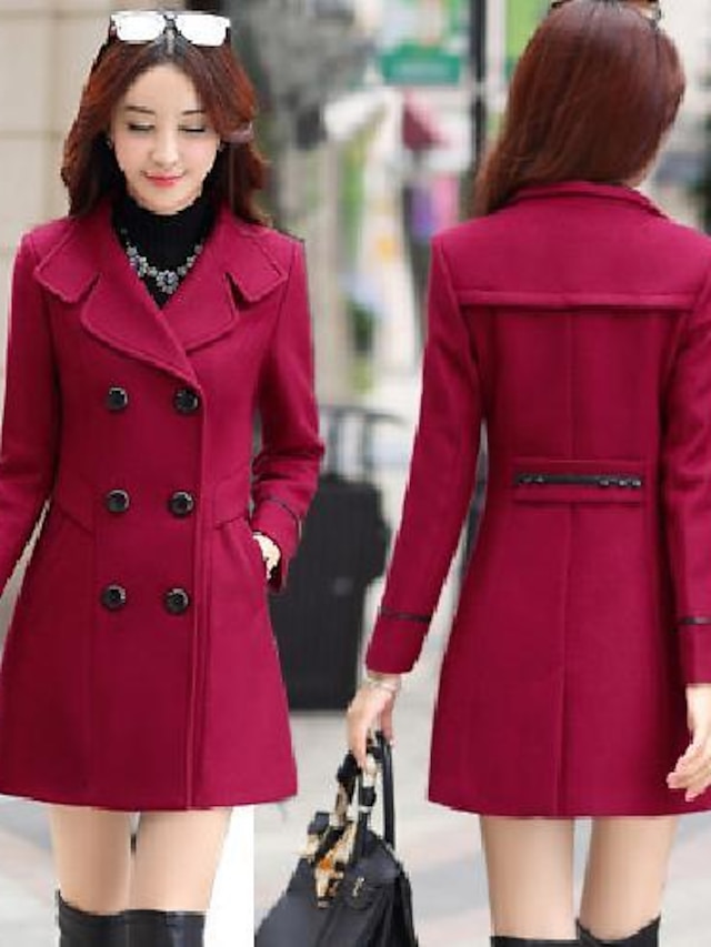 Women's Coat Daily Holiday Winter Fall Spring Long Coat Jacket Solid ...