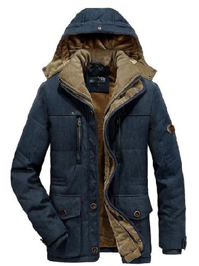  Veste parka hiver homme Flygo Warm Thicken Sherpa doublée avec capuche amovible (xx-large, bleu royal)