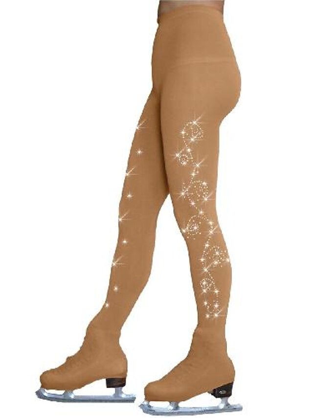 Sports & Outdoors Ice Skating | Over The Boot Figure Skating Tights Womens Girls Ice Skating Tights Leggings Outfits Khaki Fleec