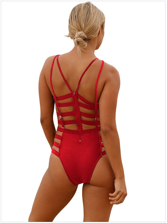 Womens Clothing Womens Swimwear | Womens Swimwear One Piece Board Shorts Normal Swimsuit Backless High Waist Cut Out Solid Color