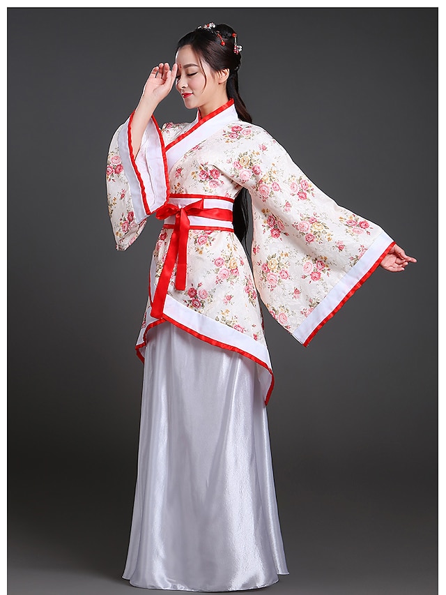  Dame Jente Hanfu Antikk Drakter Klassisk Stil Klassisk & Tidløs Elegant og luksuriøst Kinesisk Stil Kinesisk rød Høy kvalitet Hanfu Kinesisk palassestil Kostume