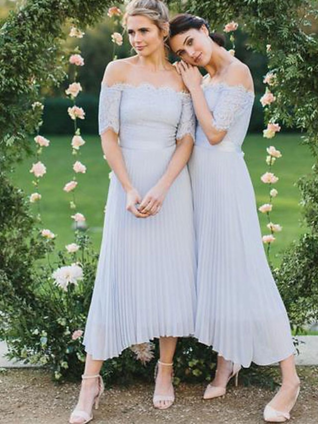 Ropa de ocasión | Vestido midi para dama de honor de chifón skater Azul  Marino | boohoo Mujer – Logiciel Export