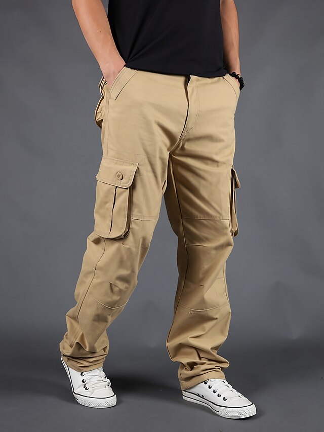  Men's Cargo Pants Trousers Pocket Multiple Pockets Casual Inelastic Comfort Breathable Moisture Wicking Solid Color Gray Green Grass Green Khaki 29 30 31