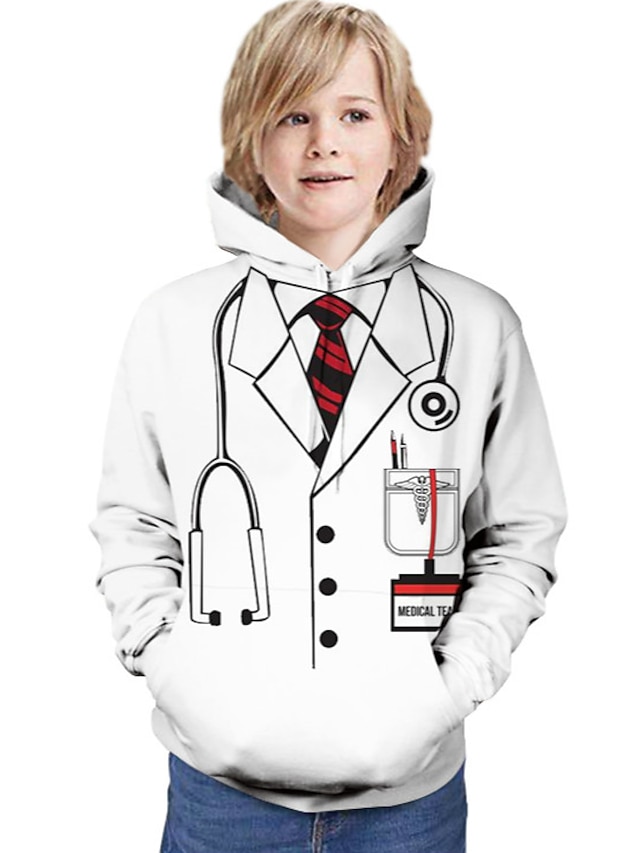 Baby & Kids Boys Clothing | Kids Boys Hoodie & Sweatshirt Long Sleeve Graphic 3D Print White Children Tops Active - AM97484