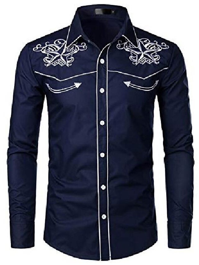  Stylish Shirt Men Design Embroidery Slim Fit Casual Long Sleeve Shirts Mens Wedding Party Shirt for Male