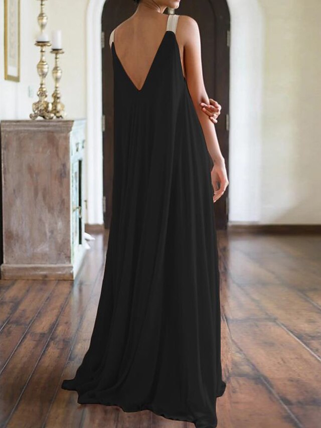 Women's Casual Dress Swing Dress Long Dress Maxi Dress Black Blue ...