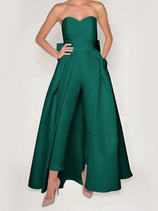 Jumpsuits Evening Gown Minimalist Dress Red Green Dress Wedding Guest ...