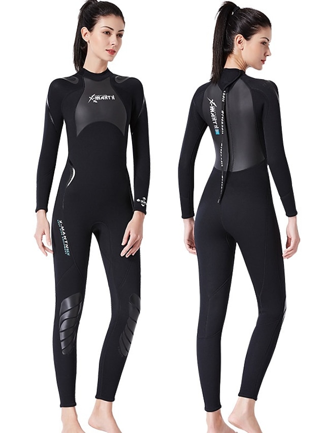  Dive&Sail Women's Full Wetsuit 3mm SCR Neoprene Diving Suit Thermal Warm UPF50+ Breathable High Elasticity Long Sleeve Full Body Back Zip Knee Pads - Swimming Diving Surfing Scuba Patchwork Winter