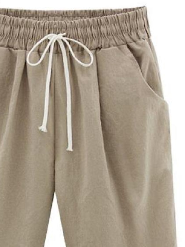 Womens Clothing Womens Bottoms | Womens Sporty Basic Wide Leg Chinos Shorts Drawstring Knee Length Pants Casual Daily Micro-elas