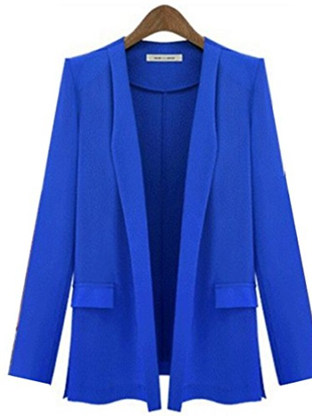  Women's Blazer Solid Color Formal Style Casual Long Sleeve Coat Fall Spring Casual Daily Regular Jacket Blue good quality
