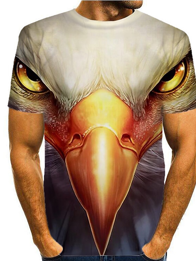  Men's Unisex T shirt Tee Tee Graphic Animal Eagle Parrot Round Neck Blue Red Grey White 3D Print Daily Holiday Short Sleeve Print Clothing Apparel Basic Casual / Summer / Summer