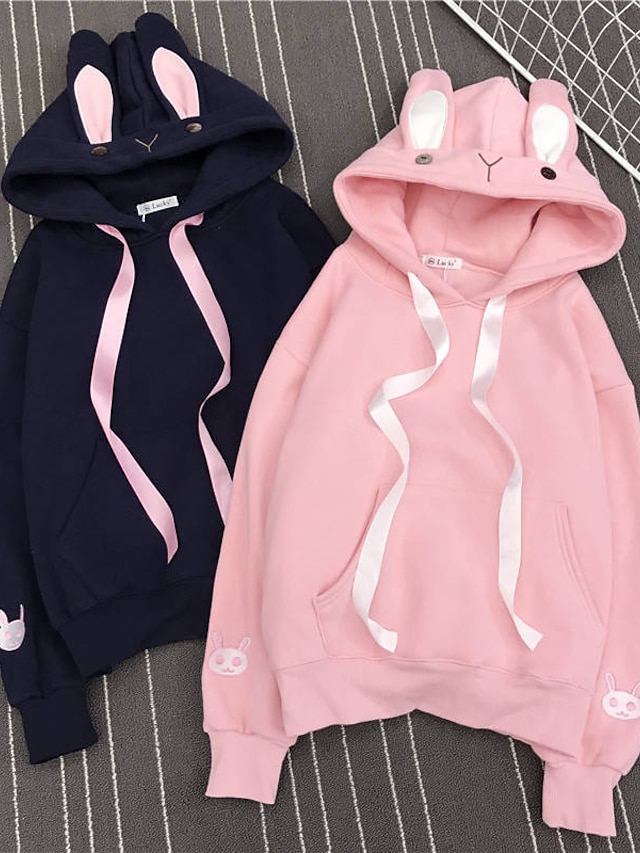 Fudule Women Fashion Graphic Pullover Hoodies Casual Long Sleeve Buttons Collar Christmas Hooded Sweatshirt with Pocket