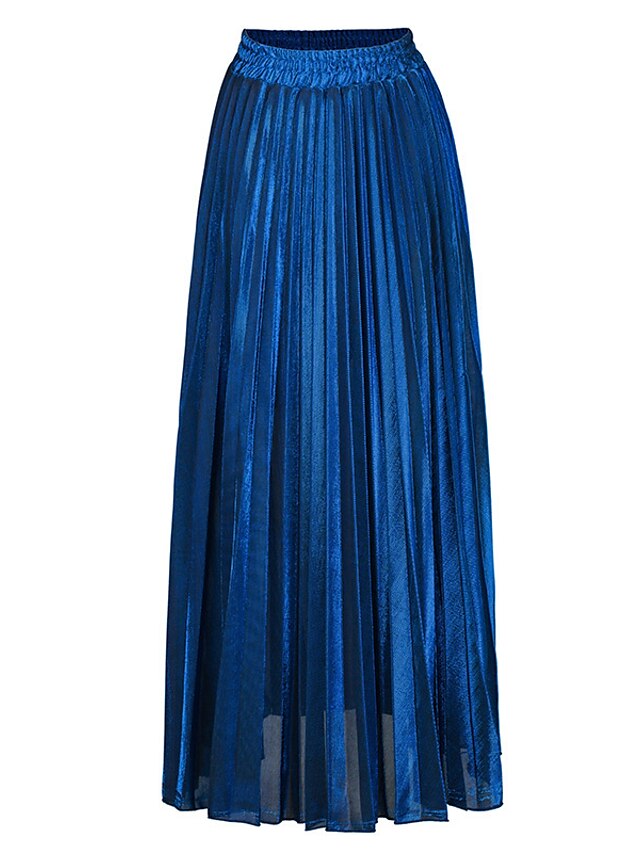 Women's Skirt Work Maxi Pleated Sparkle Black Silver Red Blue Skirts ...