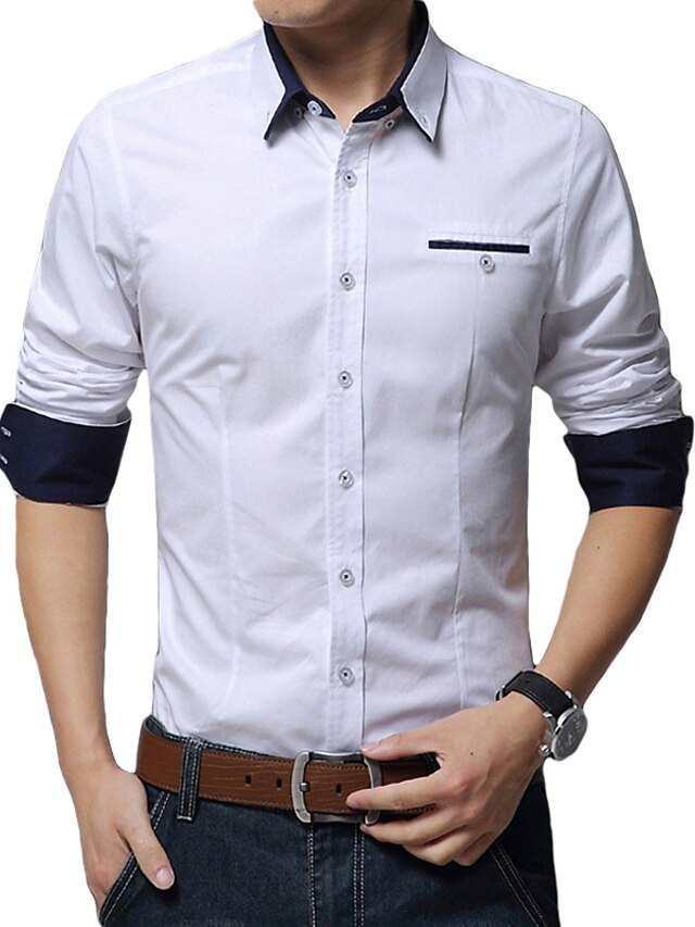 Men's Dress Shirt Button Down Shirt Collared Shirt Non Iron Shirt White ...