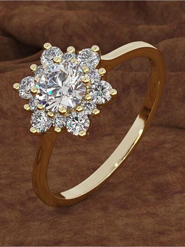  1 pc טבעת For בגדי ריקוד נשים זירקונה מעוקבת לבן חתונה יומי סגסוגת קלאסי פרח