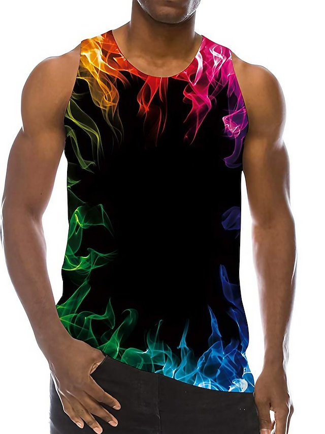 Flame Casual Beach Men's 3D Print Tank Top Undershirt Flame Shirt Daily ...