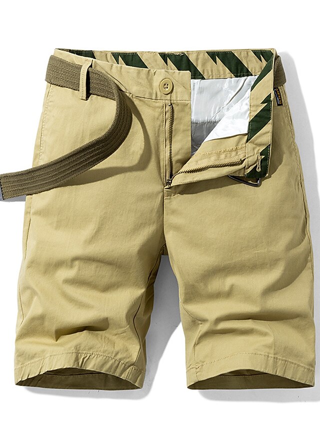  Men's Chino Shorts Bermuda shorts Work Shorts Pocket Plain Knee Length Outdoor Daily Going out Cotton Blend Basic Fashion Black Army Green Micro-elastic