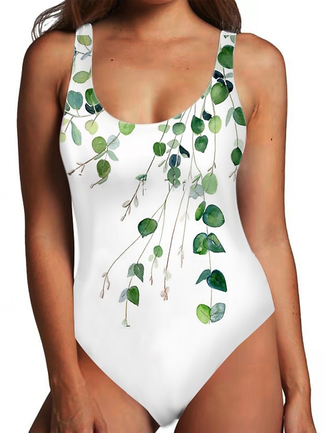 Womens Clothing Womens Swimwear | Womens Swimwear One Piece Monokini Normal Swimsuit Tummy Control Animal Green White Bodysuit S