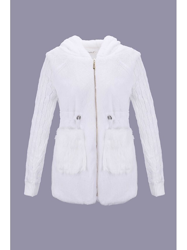  Damen Pelzmantel Alltag Winter Standard Mantel Normale Passform Aktiv Punk & Gothic Jacken Langarm Solide Grau Weiß Braun / Übergrössen
