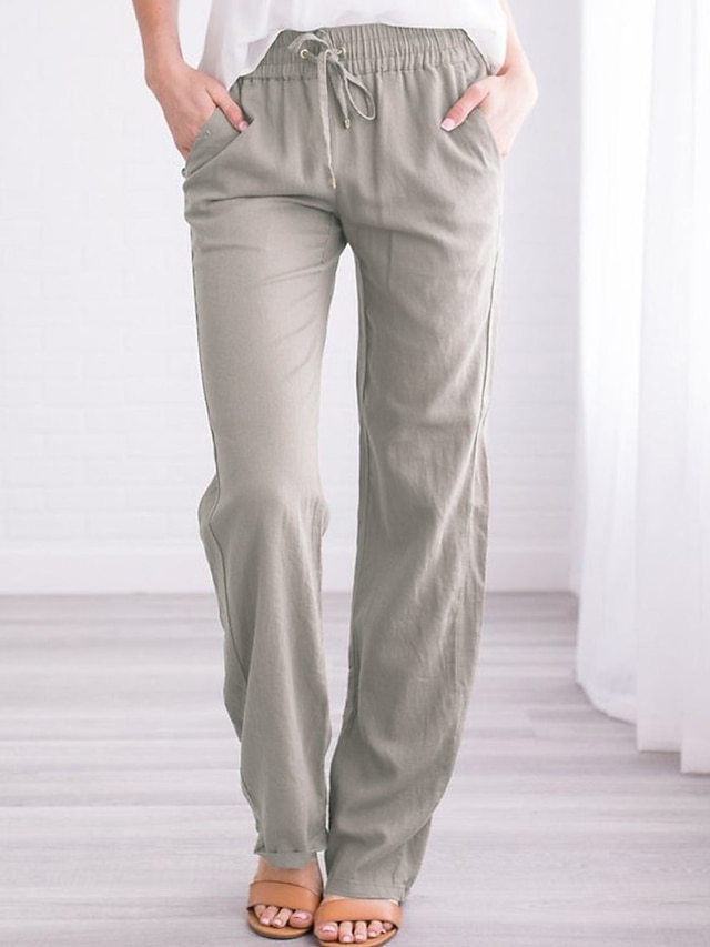 Pantalon Jogging Femme Été - Coton Et Lin - Taille Haute Baggy - Confy Pour Sport, Yoga, Plage
