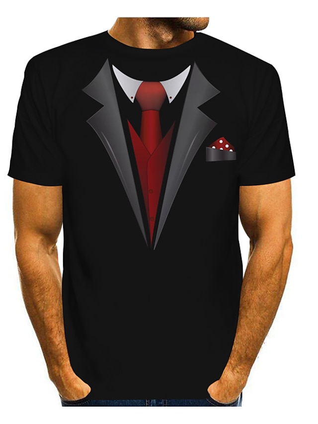  Herren Graphic Tee Smokinghemden Kurzarm T-Shirt 3D-Druck Rundhalsausschnitt Hemd Übertrieben Basic Täglich Schwarz Weiß Gelb Bekleidung Normal S M L XL XXL 3XL 4XL