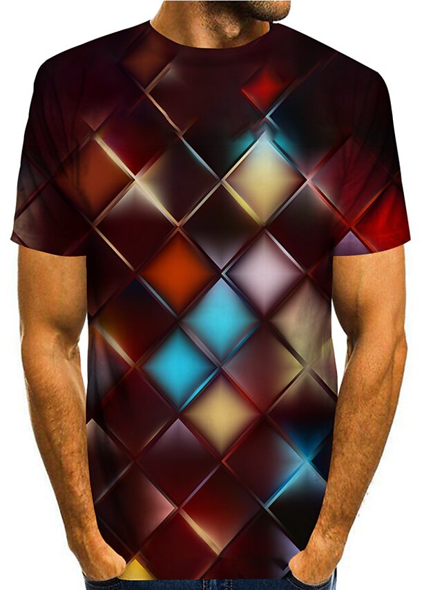 Men's Shirt T shirt Tee Tee Funny T Shirts Graphic Geometric Round Neck ...