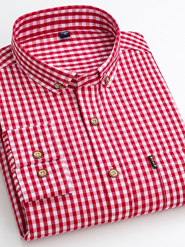 Men's Dress Shirt Plaid Shirt Button Down Shirt Collared Shirt B C D E ...