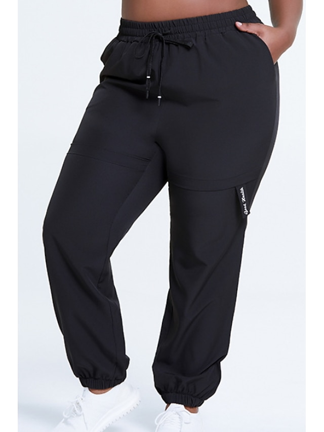  Women's Plus Size Sweatpants Solid Color Sporty Yoga Daily High Ankle-Length Spring & Summer Black L XL XXL 3XL 4XL / Loose
