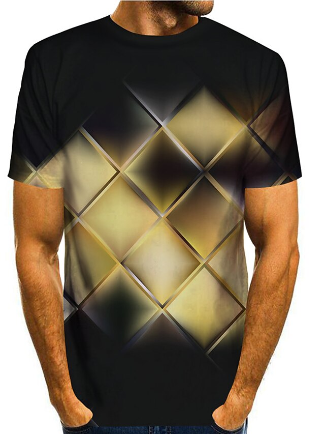 Men's Tee T shirt Shirt 3D Print Graphic Geometric Plus Size Round Neck ...
