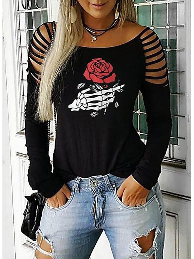  Women's T shirt Solid Colored Half Sleeve Daily Tops Black
