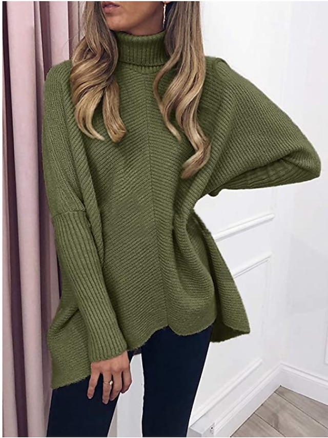 Womens Clothing Sweaters & Cardigans | Womens Pullover Sweater Jumper Knit Tunic Solid Color Turtleneck Basic Casual Daily Holid